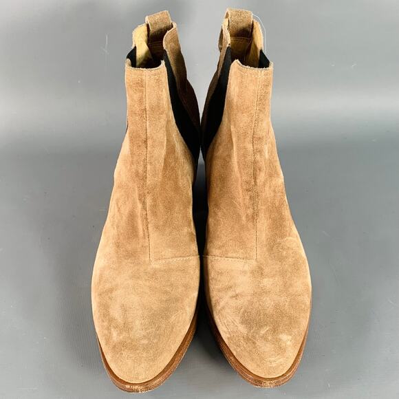 RAG & BONE Size 9 Camel Suede Stacked Heel Chelsea Ankle Boots - Picture 4 of 9
